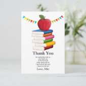 pensionering leraar, Apple, leraar die met pensioe Bedankkaart (Staand voorkant)