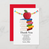 pensionering leraar, Apple, leraar die met pensioe Bedankkaart (Voorkant / Achterkant)