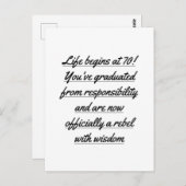 Pensionering Leven Begint op 70, 70e verjaardag Briefkaart (Voorkant / Achterkant)