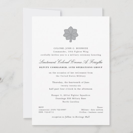 Pensionering luitenant-kolonel kaart (Voorkant)