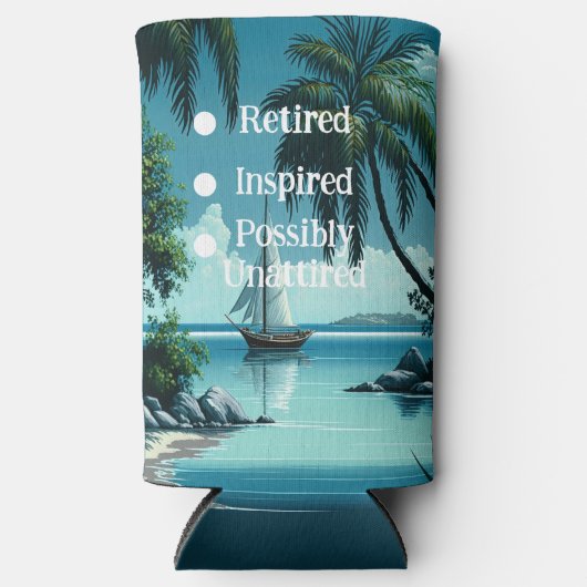 Pensionering met een zeilboot seltzer blikjeskoeler (Voorkant)