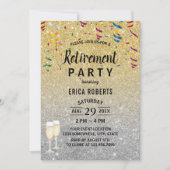 Pensionering Modern Gold & Silver Glitter Kaart (Voorkant)