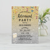 Pensionering Modern Gold & Silver Glitter Kaart (Staand voorkant)