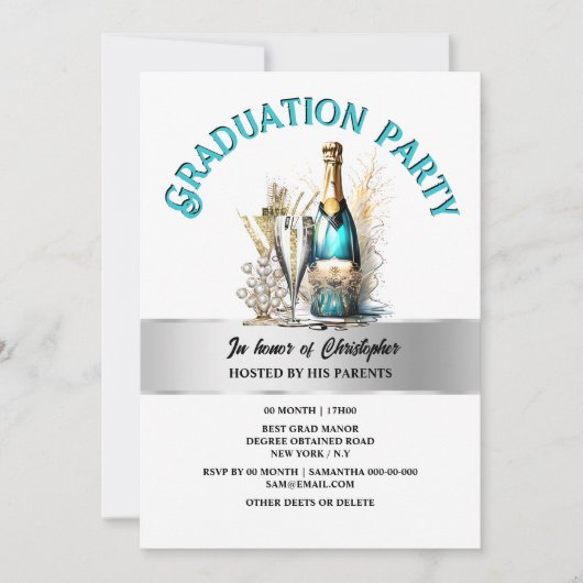 Pensionering mousserende wijn bubbels formele part kaart (Voorkant)