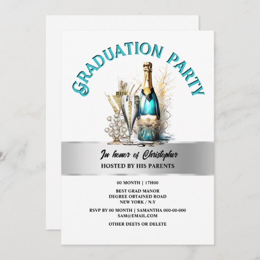 Pensionering mousserende wijn bubbels formele part kaart (Voorkant / Achterkant)