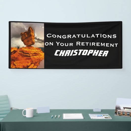 Pensionering, naam, Balanced Rock Jumbo Spandoek (Beurs)