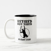 Pensionering niet vermoeide tennisser tweekleurige koffiemok (Links)