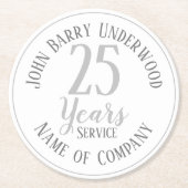 Pensionering of langdurige dienst ronde kartonnen onderzetter (Voorkant)