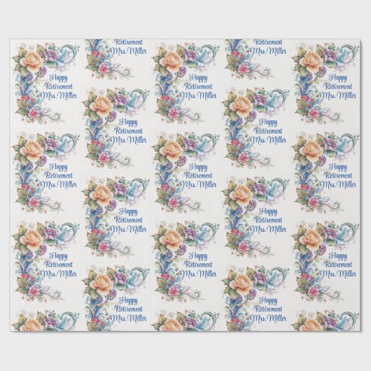 Pensionering of Verjaardagsbericht Naam toevoegen  Cadeaupapier (Vlak)