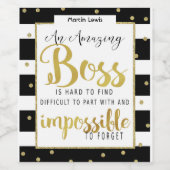 Pensionering of verlaten van Boss dank u wijn labe Etiket (Enkel label)