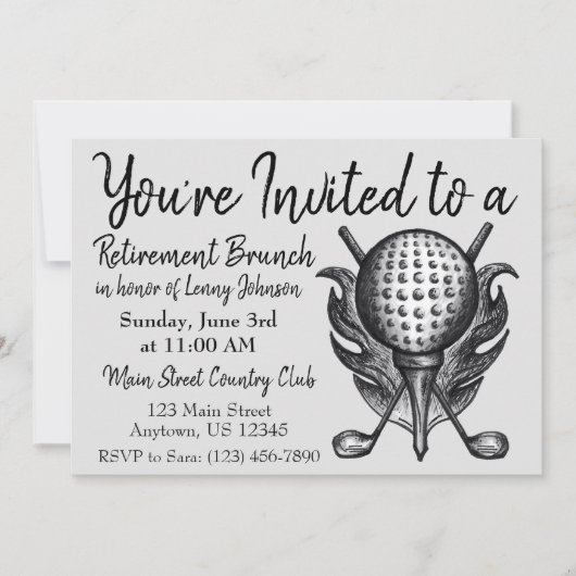 Pensionering Ontbijt Brunch Golfbal Clubs T-shirt Kaart (Voorkant)
