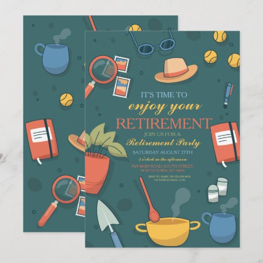 Pensionering Party Genieten Party Hobbies Mannen v Kaart (Voorkant / Achterkant)