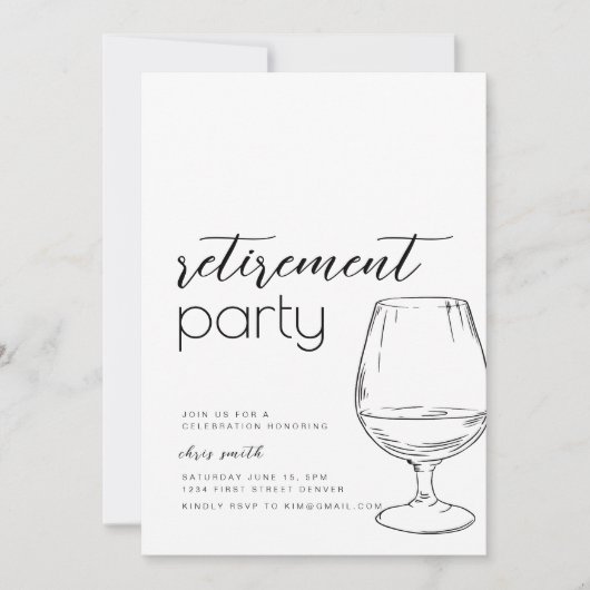 Pensionering Party Uitnodiging Sjabloon met Drink (Voorkant)