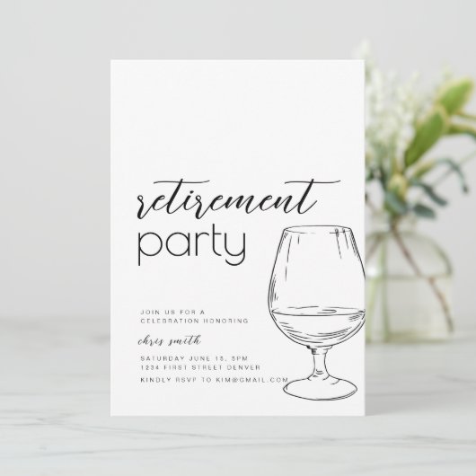 Pensionering Party Uitnodiging Sjabloon met Drink (Staand voorkant)