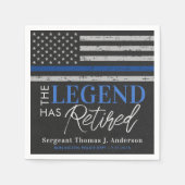 Pensionering politie-achtereenvolgende blauwe lijn servet (Voorkant)