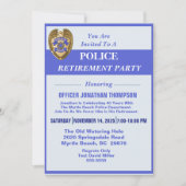 Pensionering politie blauwe lijn en badge kaart (Voorkant)