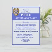 Pensionering politie blauwe lijn en badge kaart (Staand voorkant)