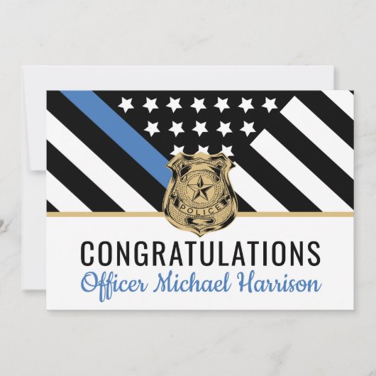 Pensionering politie blauwe lijn vlag gefeliciteer (Voorkant)