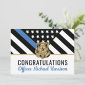 Pensionering politie blauwe lijn vlag gefeliciteer (Staand voorkant)