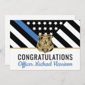 Pensionering politie blauwe lijn vlag gefeliciteer (Voorkant / Achterkant)