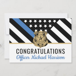 Pensionering politie blauwe lijn vlag gefeliciteer