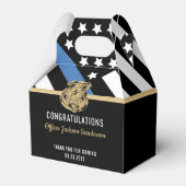 Pensionering politie blauwe lijn vlag gefeliciteer bedankdoosjes (Achterkant)