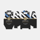 Pensionering politie blauwe lijn vlag gefeliciteer bedankdoosjes (Uitgevouwen)