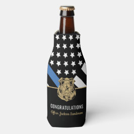 Pensionering politie blauwe lijn vlag gefeliciteer flesjeskoeler