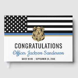 Pensionering politie blauwe lijn vlag gefeliciteer gastenboek