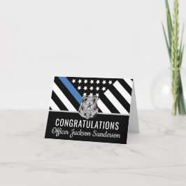 Pensionering politie blauwe lijn vlag gefeliciteer kaart