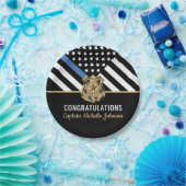 Pensionering politie blauwe lijn vlag gefeliciteer papieren bordje (Feest)