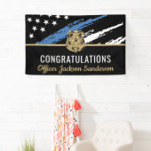 Pensionering politie blauwe lijn vlag gefeliciteer spandoek (Insitu)