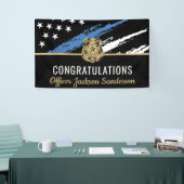 Pensionering politie blauwe lijn vlag gefeliciteer spandoek (Beurs)