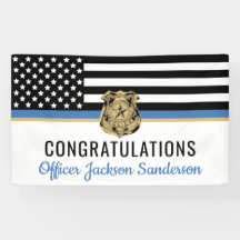 Pensionering politie blauwe lijn vlag gefeliciteer