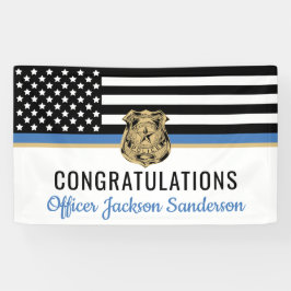 Pensionering politie blauwe lijn vlag gefeliciteer spandoek