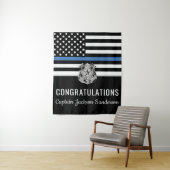 Pensionering politie blauwe lijn vlag gefeliciteer wandkleed (In situ)