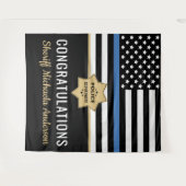 Pensionering politie blauwe lijn vlag gefeliciteer wandkleed (Voorkant (horizontaal))