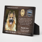 Pensionering politie-hond-waardering K9 officier Fotoplaat (Zijkant)