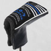 Pensionering politie personaliseert 10-7 dun blauw golfheadcover (3/4 voorkant)