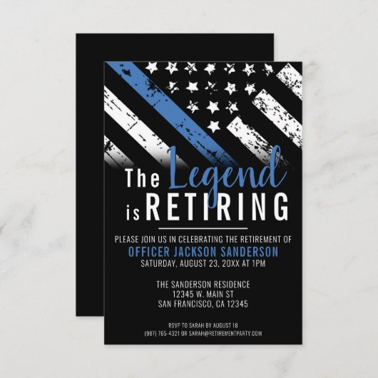 Pensionering politie-Thin Blue Line Law Enforcemen Kaart (Voorkant / Achterkant)