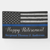 Pensionering politie-Thin Blue Line Law Enforcemen Spandoek (Horizontaal)