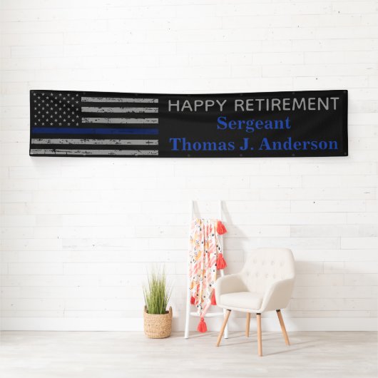 Pensionering politie Thin Blue Line Law Enforcemen Spandoek (Insitu)