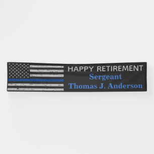 Pensionering politie Thin Blue Line Law Enforcemen Spandoek