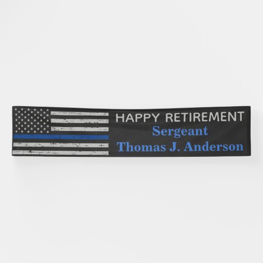 Pensionering politie Thin Blue Line Law Enforcemen Spandoek (Horizontaal)