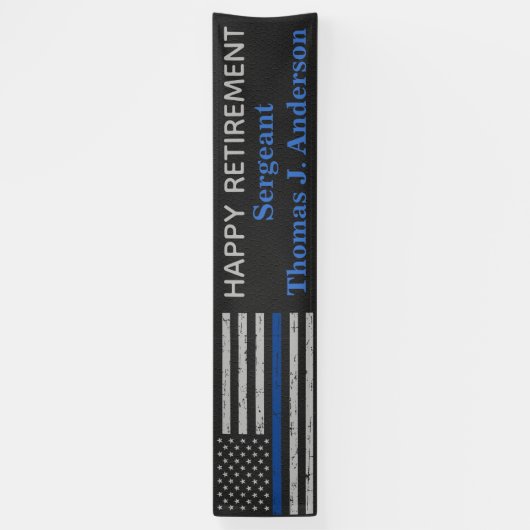Pensionering politie Thin Blue Line Law Enforcemen Spandoek (Verticaal)