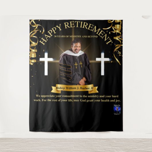 Pensionering predikant wandkleed (Voorkant)