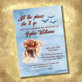 Pensionering Reizen Alle plaatsen Vrouw waterverf Kaart