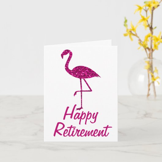 Pensionering roze flamingo Aangepaste tekst Groet Kaart (Gele Bloem)