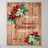 Pensionering Rustic Poinsettia Floral Party Welkom Poster (Voorkant)