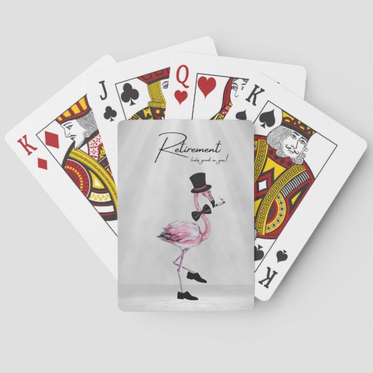 Pensionering staat je goed! Dapper Pink Flamingo Pokerkaarten (Achterkant)